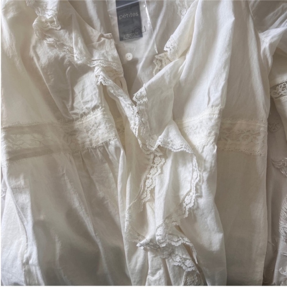 LOFT Cream Ruffled Blouse - Picture 9 of 9